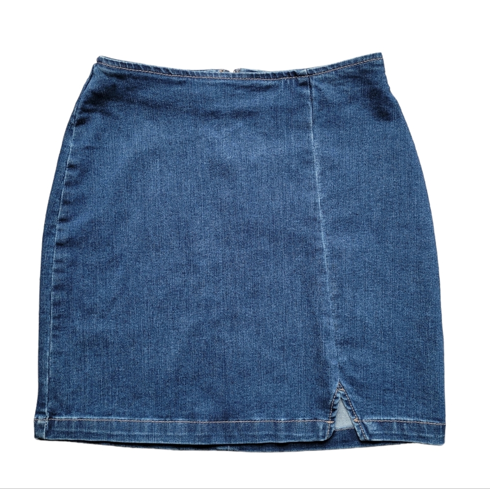 Girls size 00 Blue Denim Jean Skirt with Cutout Slit Stretchy Comfort Wild Fable